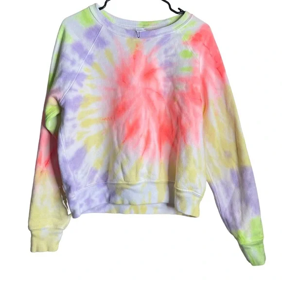Re/Done Hanes Multicolor Tie Dye Raglan Crewneck Sweatshirt Size M - Picture 2 of 4